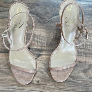Sam Edelman Tan Croc-Embossed Sandals